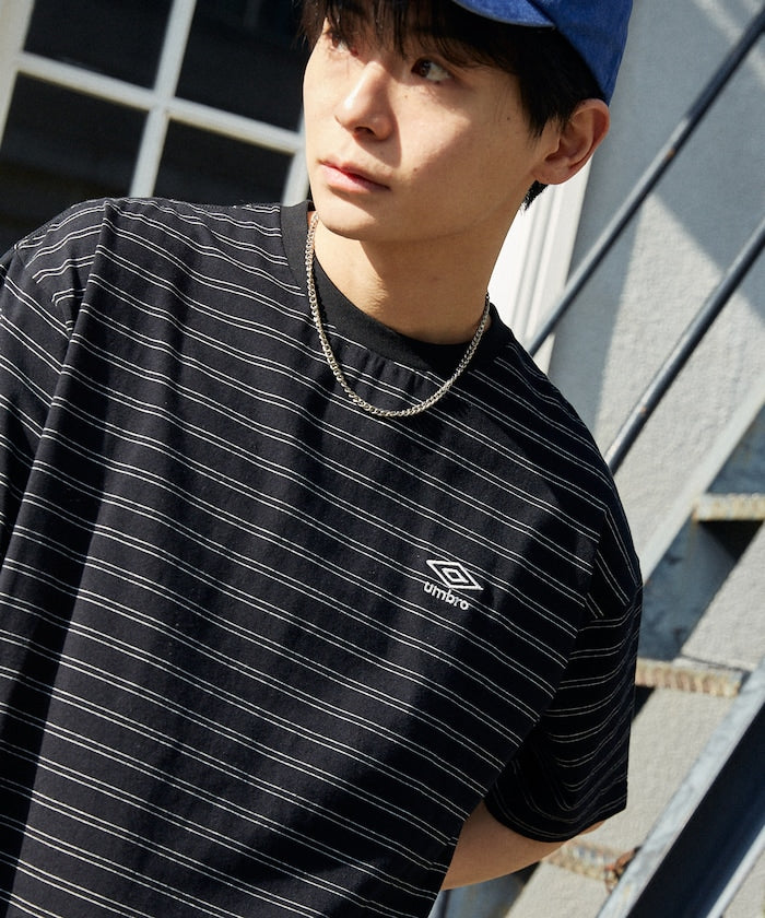 UMBRO / 刺繡條紋短袖T恤