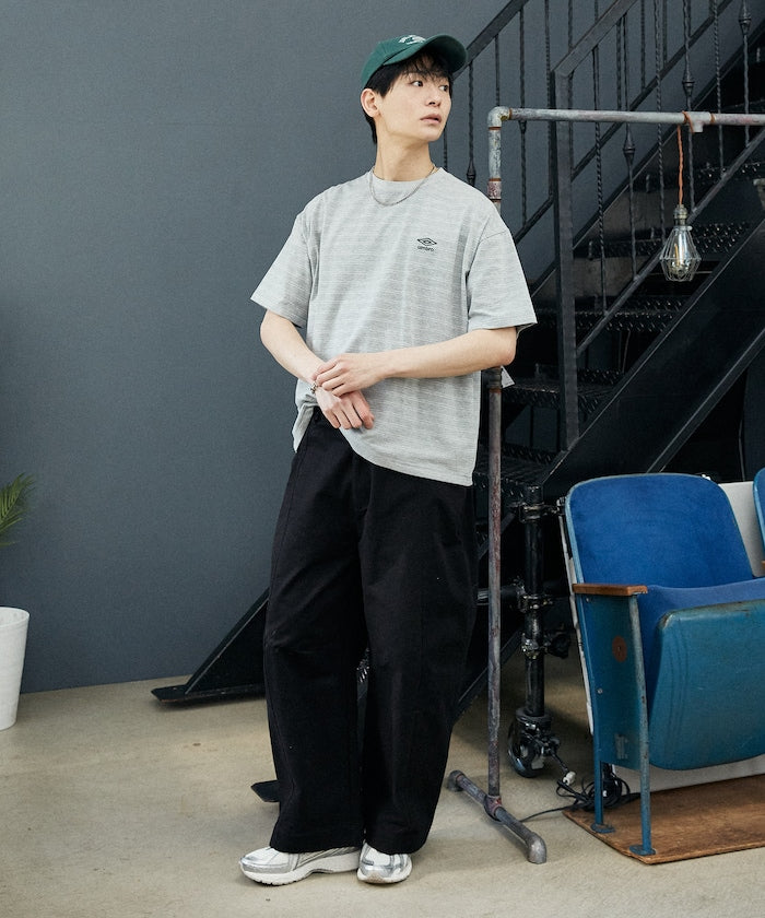 UMBRO / 刺繡條紋短袖T恤