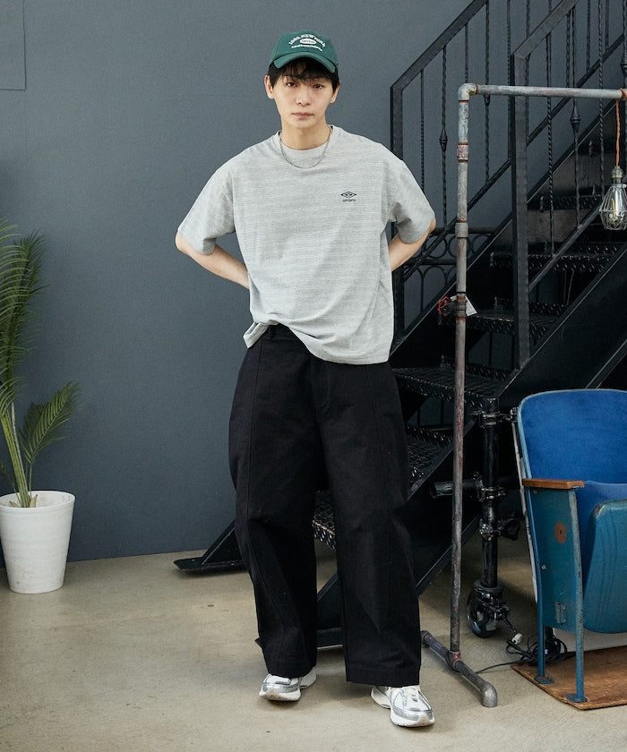 UMBRO / 刺繡條紋短袖T恤