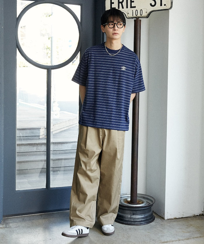 UMBRO / 刺繡條紋短袖T恤