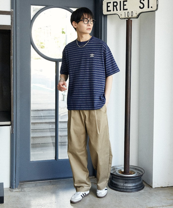 UMBRO / 刺繡條紋短袖T恤