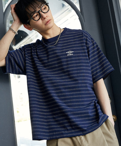 UMBRO / 刺繡條紋短袖T恤