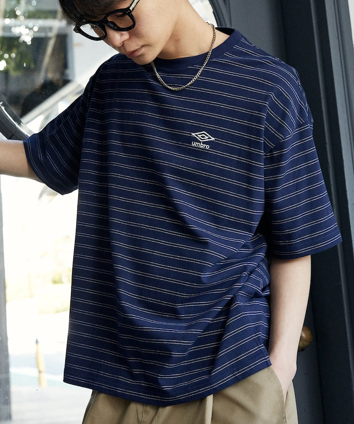 UMBRO / 刺繡條紋短袖T恤