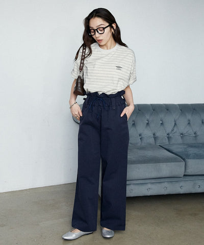 UMBRO / 刺繡條紋短袖T恤