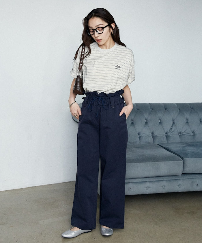 UMBRO / 刺繡條紋短袖T恤