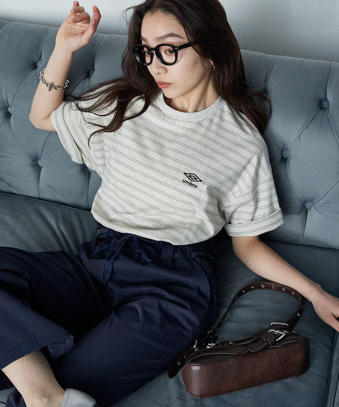 UMBRO / 刺繡條紋短袖T恤
