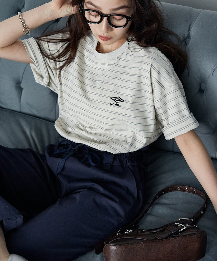 UMBRO / 刺繡條紋短袖T恤