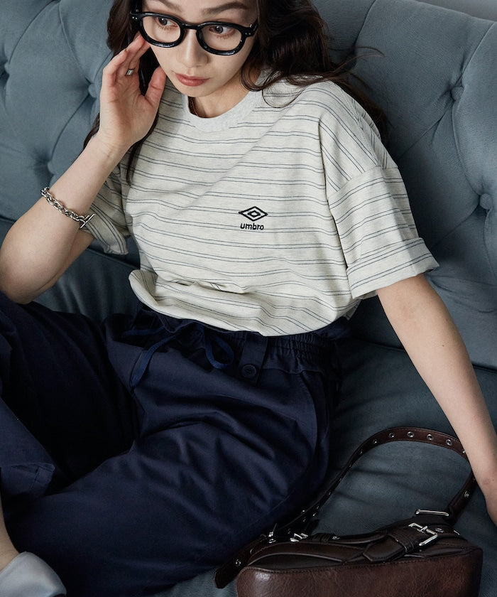 UMBRO / 刺繡條紋短袖T恤