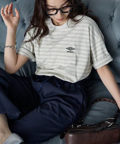 UMBRO / 刺繡條紋短袖T恤