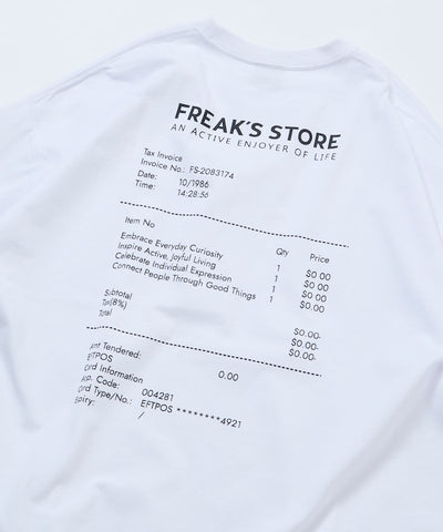FREAK'S STORE / 收據圖像 背面印花 短袖T恤