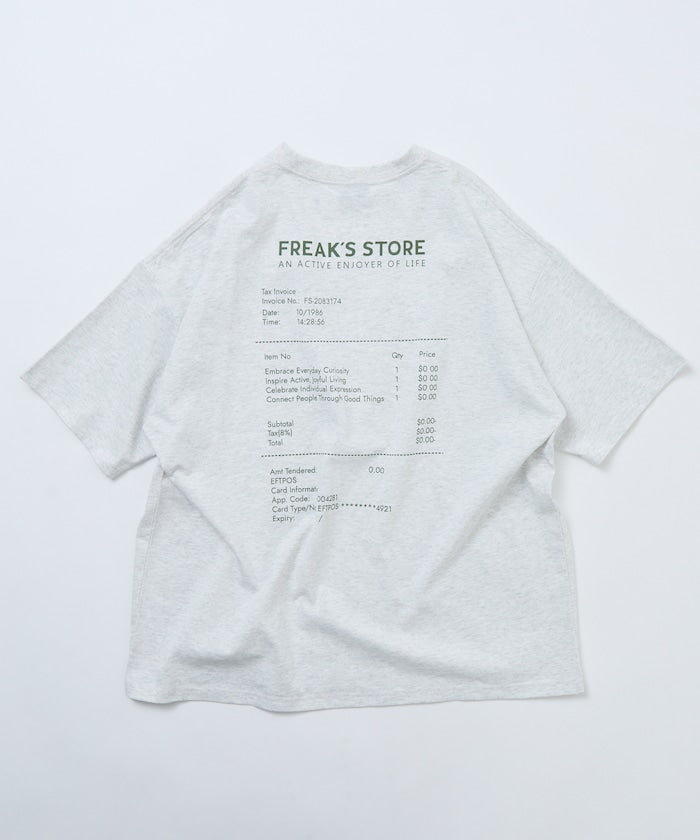 FREAK'S STORE / 收據圖像 背面印花 短袖T恤
