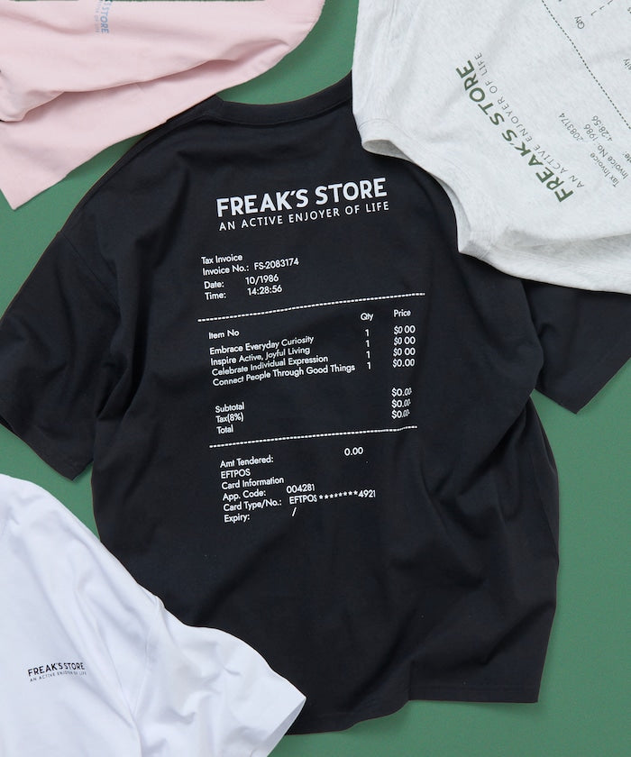 FREAK'S STORE / 收據圖像 背面印花 短袖T恤