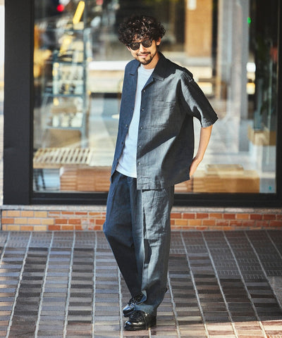FREAK’S STORE LINEN COTTON OPEN COLLAR SS SHIRT / 亞麻棉質開領短袖襯衫