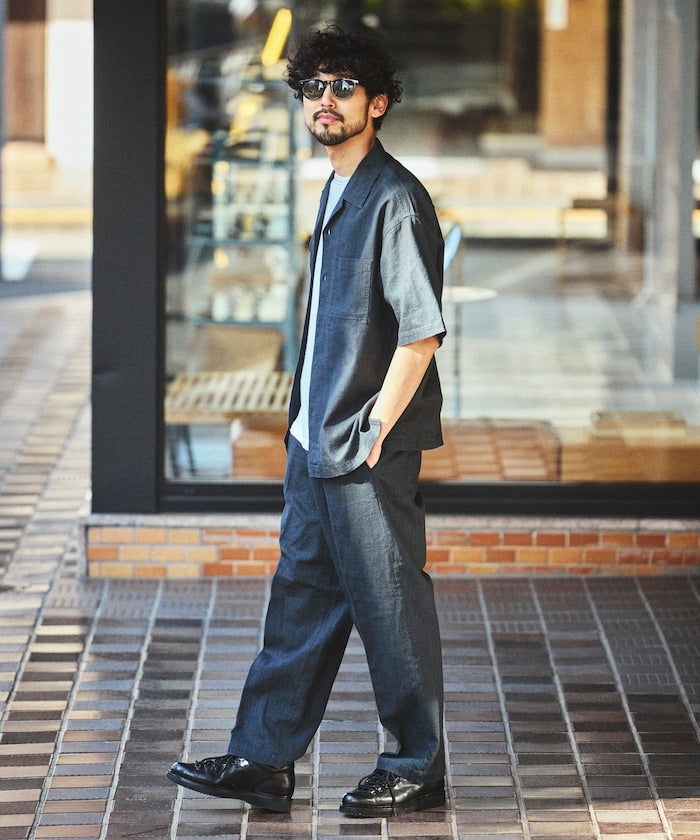 FREAK’S STORE LINEN COTTON OPEN COLLAR SS SHIRT / 亞麻棉質開領短袖襯衫
