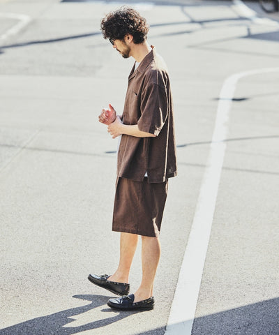 FREAK’S STORE LINEN COTTON OPEN COLLAR SS SHIRT / 亞麻棉質開領短袖襯衫