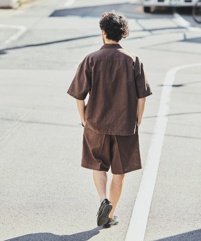FREAK’S STORE LINEN COTTON OPEN COLLAR SS SHIRT / 亞麻棉質開領短袖襯衫