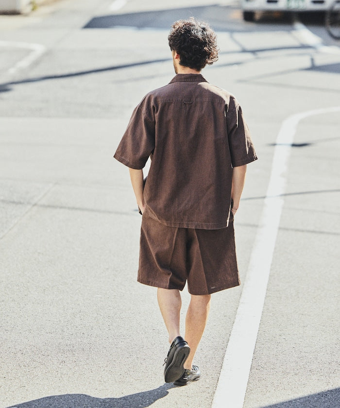 FREAK’S STORE LINEN COTTON OPEN COLLAR SS SHIRT / 亞麻棉質開領短袖襯衫