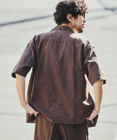 FREAK’S STORE LINEN COTTON OPEN COLLAR SS SHIRT / 亞麻棉質開領短袖襯衫