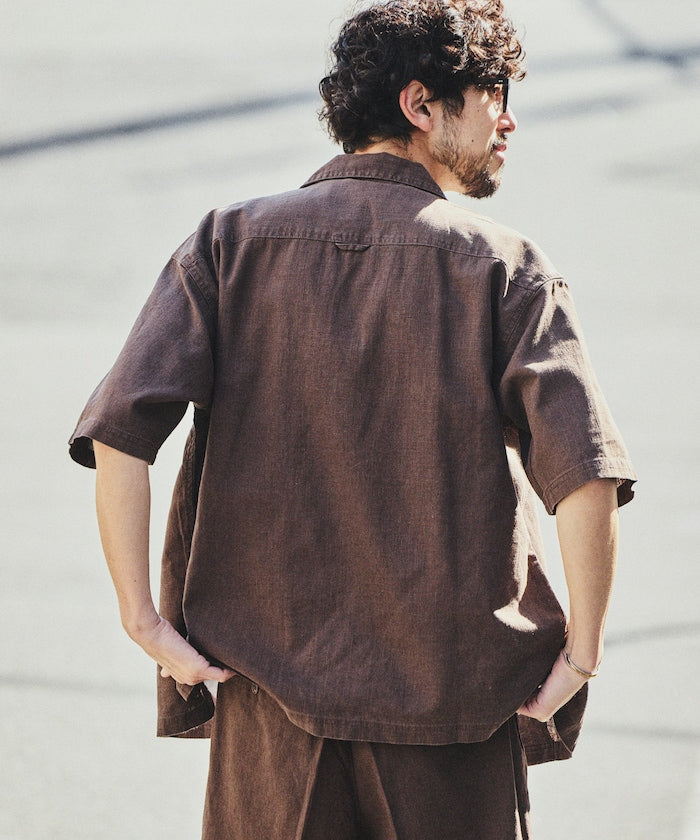 FREAK’S STORE LINEN COTTON OPEN COLLAR SS SHIRT / 亞麻棉質開領短袖襯衫