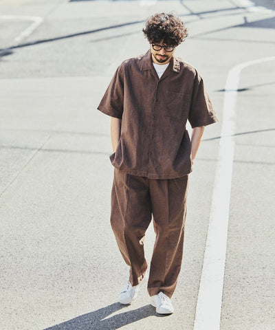 FREAK’S STORE LINEN COTTON OPEN COLLAR SS SHIRT / 亞麻棉質開領短袖襯衫