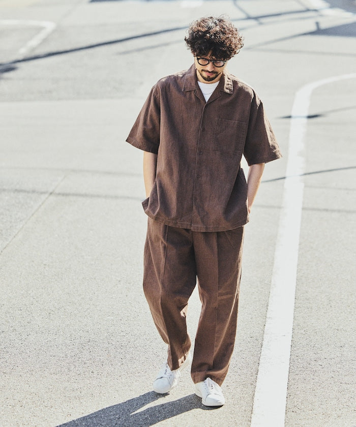 FREAK’S STORE LINEN COTTON OPEN COLLAR SS SHIRT / 亞麻棉質開領短袖襯衫