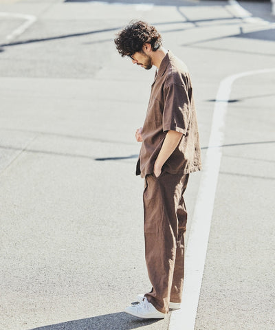 FREAK’S STORE LINEN COTTON OPEN COLLAR SS SHIRT / 亞麻棉質開領短袖襯衫