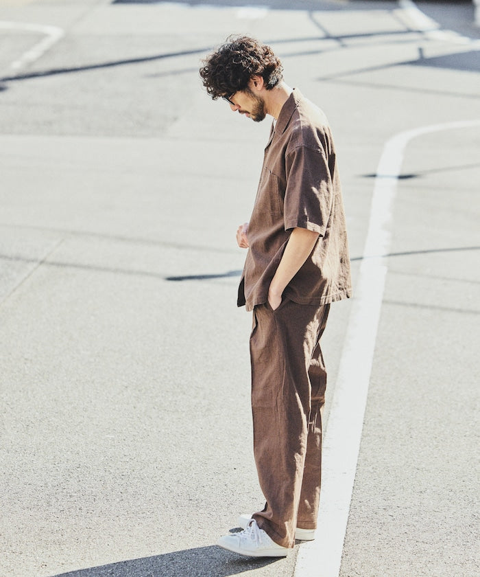 FREAK’S STORE LINEN COTTON OPEN COLLAR SS SHIRT / 亞麻棉質開領短袖襯衫