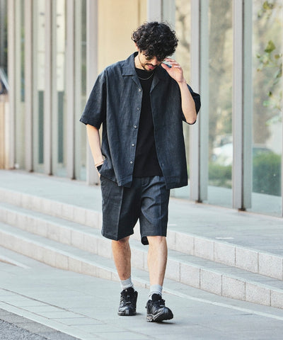 FREAK’S STORE LINEN COTTON OPEN COLLAR SS SHIRT / 亞麻棉質開領短袖襯衫
