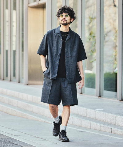 FREAK’S STORE LINEN COTTON OPEN COLLAR SS SHIRT / 亞麻棉質開領短袖襯衫