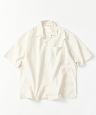 FREAK’S STORE LINEN COTTON OPEN COLLAR SS SHIRT / 亞麻棉質開領短袖襯衫