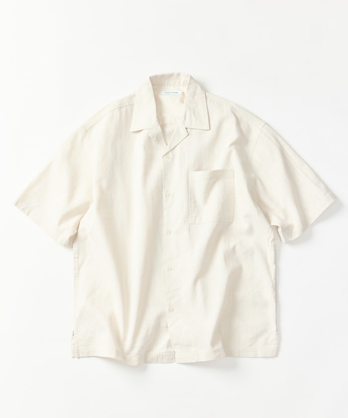 FREAK’S STORE LINEN COTTON OPEN COLLAR SS SHIRT / 亞麻棉質開領短袖襯衫