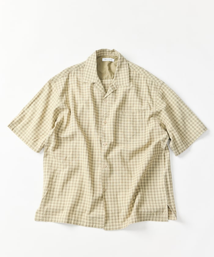 FREAK’S STORE LINEN COTTON OPEN COLLAR SS SHIRT / 亞麻棉質開領短袖襯衫