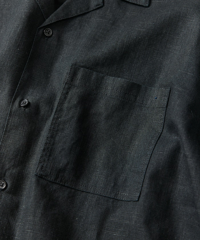 FREAK’S STORE LINEN COTTON OPEN COLLAR SS SHIRT / 亞麻棉質開領短袖襯衫