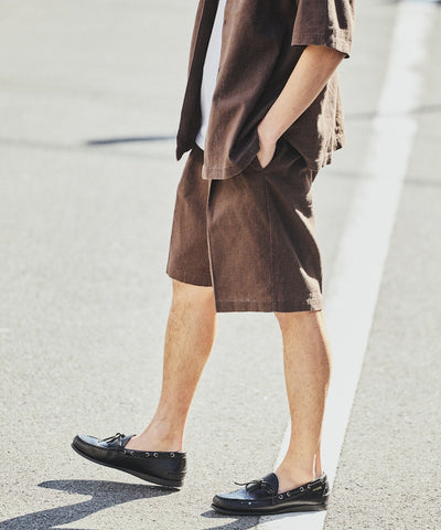 FREAK’S STORE LINEN COTTON EASY SHORT PANTS / 亞麻棉質雙褶鬆緊短褲