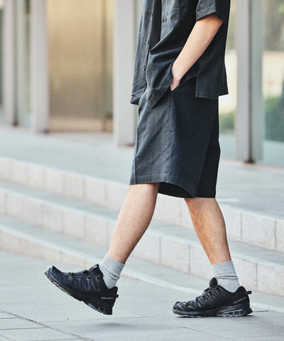FREAK’S STORE LINEN COTTON EASY SHORT PANTS / 亞麻棉質雙褶鬆緊短褲