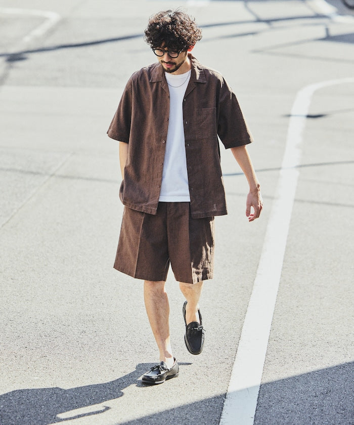 FREAK’S STORE LINEN COTTON EASY SHORT PANTS / 亞麻棉質雙褶鬆緊短褲