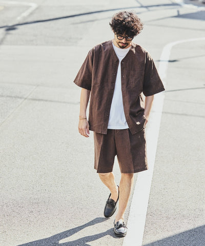 FREAK’S STORE LINEN COTTON EASY SHORT PANTS / 亞麻棉質雙褶鬆緊短褲