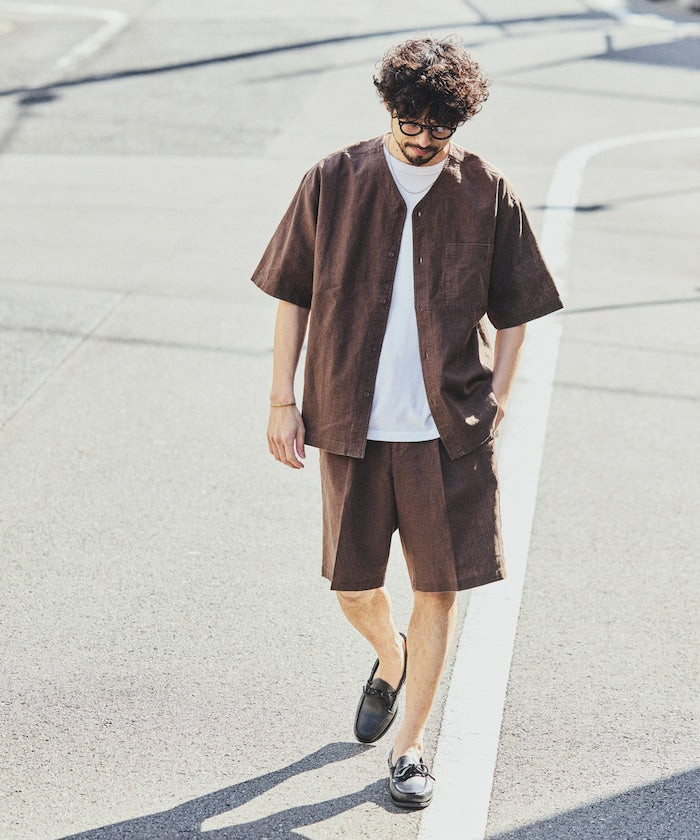 FREAK’S STORE LINEN COTTON EASY SHORT PANTS / 亞麻棉質雙褶鬆緊短褲