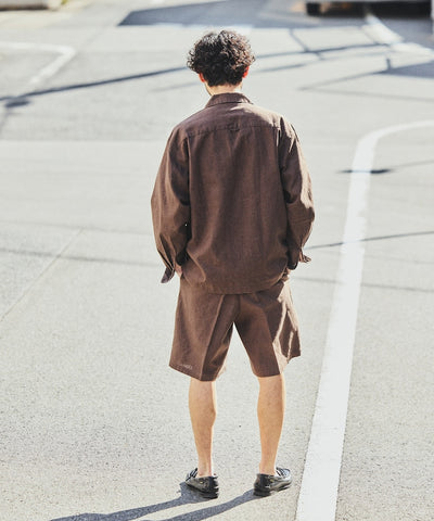 FREAK’S STORE LINEN COTTON EASY SHORT PANTS / 亞麻棉質雙褶鬆緊短褲