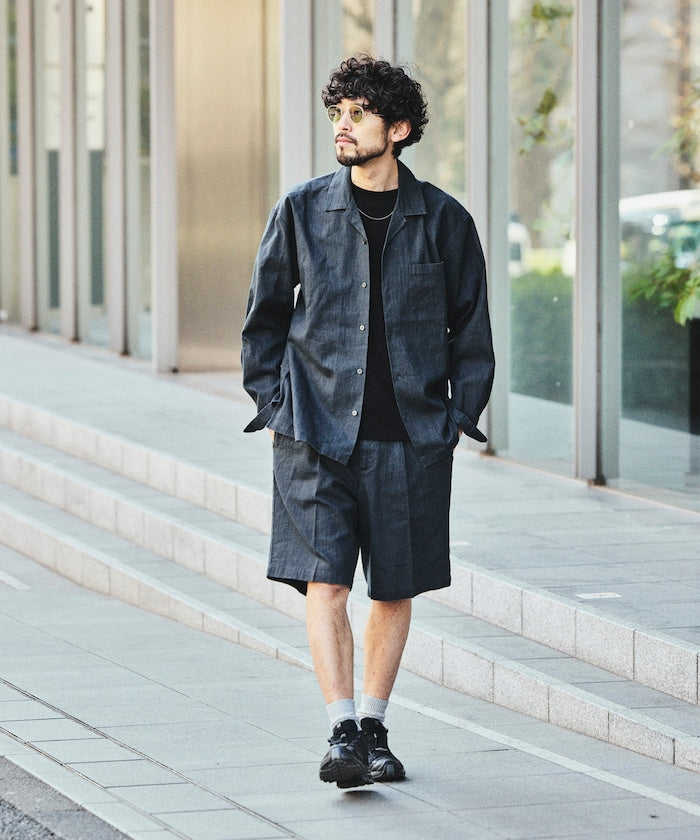 FREAK’S STORE LINEN COTTON EASY SHORT PANTS / 亞麻棉質雙褶鬆緊短褲