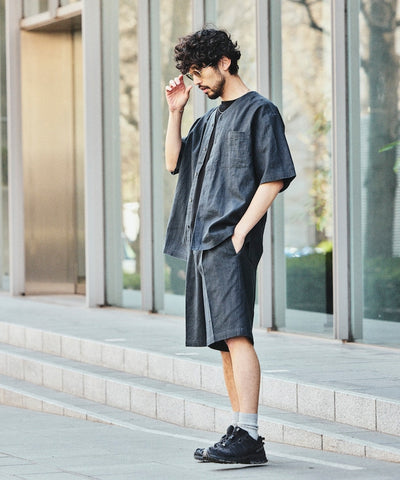 FREAK’S STORE LINEN COTTON EASY SHORT PANTS / 亞麻棉質雙褶鬆緊短褲
