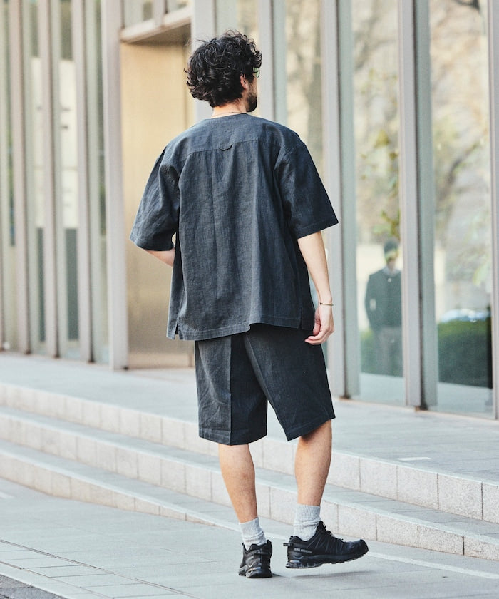 FREAK’S STORE LINEN COTTON EASY SHORT PANTS / 亞麻棉質雙褶鬆緊短褲