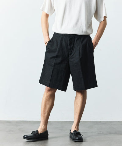 FREAK’S STORE LINEN COTTON EASY SHORT PANTS / 亞麻棉質雙褶鬆緊短褲