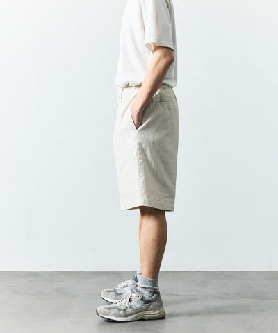 FREAK’S STORE LINEN COTTON EASY SHORT PANTS / 亞麻棉質雙褶鬆緊短褲