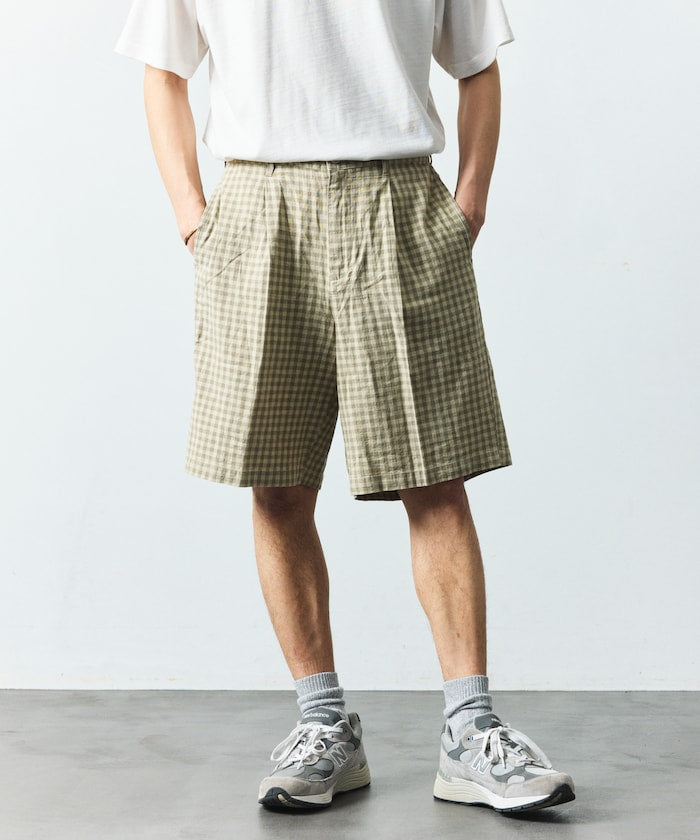 FREAK’S STORE LINEN COTTON EASY SHORT PANTS / 亞麻棉質雙褶鬆緊短褲