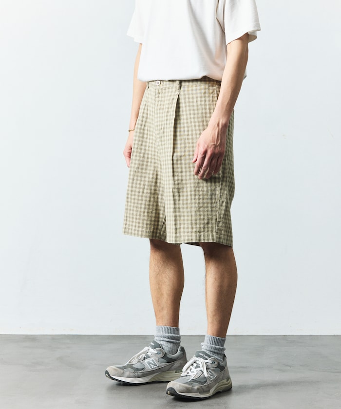 FREAK’S STORE LINEN COTTON EASY SHORT PANTS / 亞麻棉質雙褶鬆緊短褲