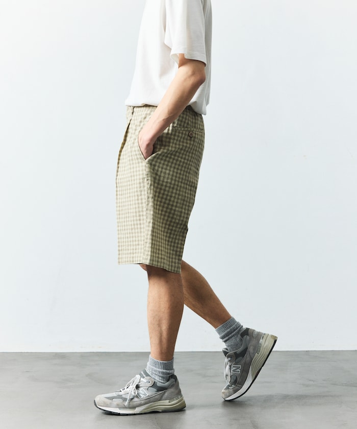 FREAK’S STORE LINEN COTTON EASY SHORT PANTS / 亞麻棉質雙褶鬆緊短褲