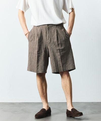 FREAK’S STORE LINEN COTTON EASY SHORT PANTS / 亞麻棉質雙褶鬆緊短褲
