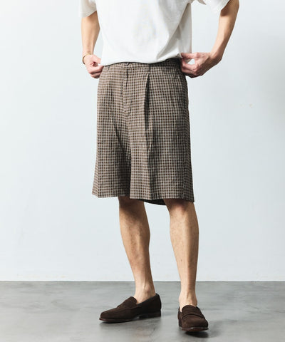 FREAK’S STORE LINEN COTTON EASY SHORT PANTS / 亞麻棉質雙褶鬆緊短褲