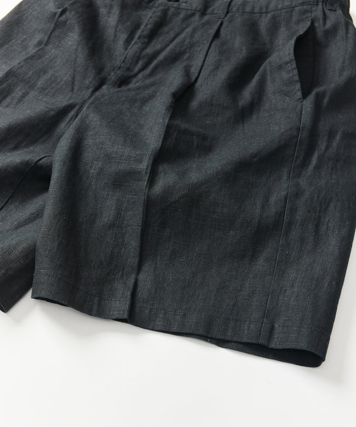 FREAK’S STORE LINEN COTTON EASY SHORT PANTS / 亞麻棉質雙褶鬆緊短褲